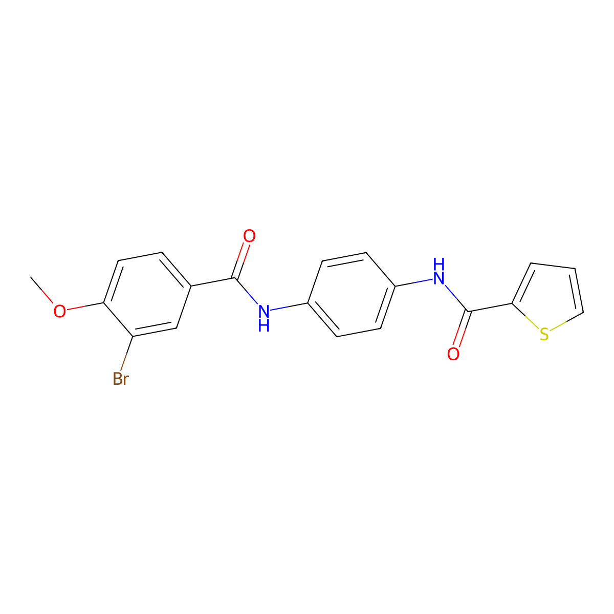 N-[4-[(3-bromo-4-methoxybenzoyl)amino]phenyl]thiophene-2-carboxamide molecular structure, CAS 432524-98-6