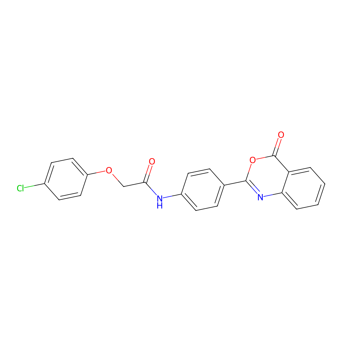 2-(4-chlorophenoxy)-N-[4-(4-oxo-3,1-benzoxazin-2-yl)phenyl]acetamide molecular structure, CAS 432525-10-5