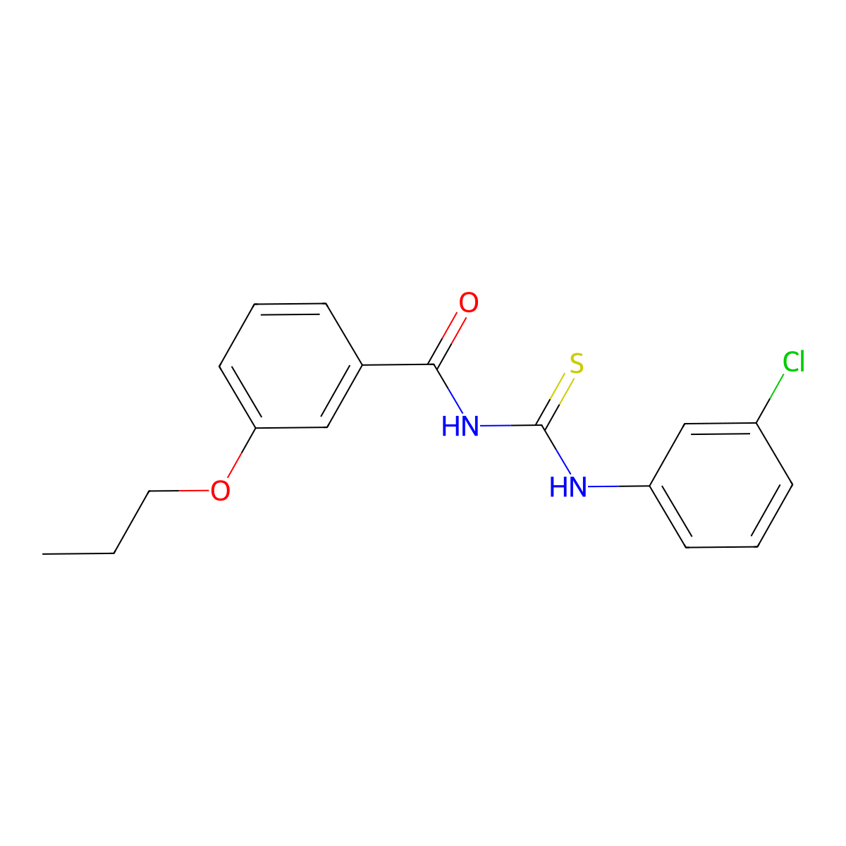 N-[(3-chlorophenyl)carbamothioyl]-3-propoxybenzamide molecular structure, CAS 432525-15-0