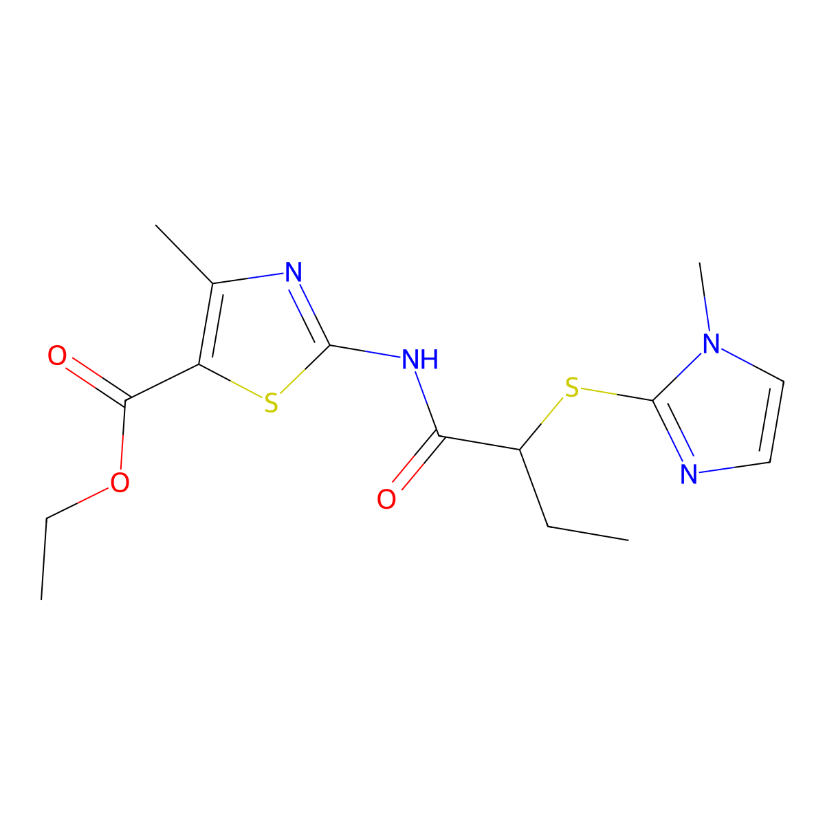 ethyl 4-methyl-2-({2-[(1-methyl-1H-imidazol-2-yl)sulfanyl]butanoyl}amino)-1,3-thiazole-5-carboxylate molecular structure, CAS 432525-18-3