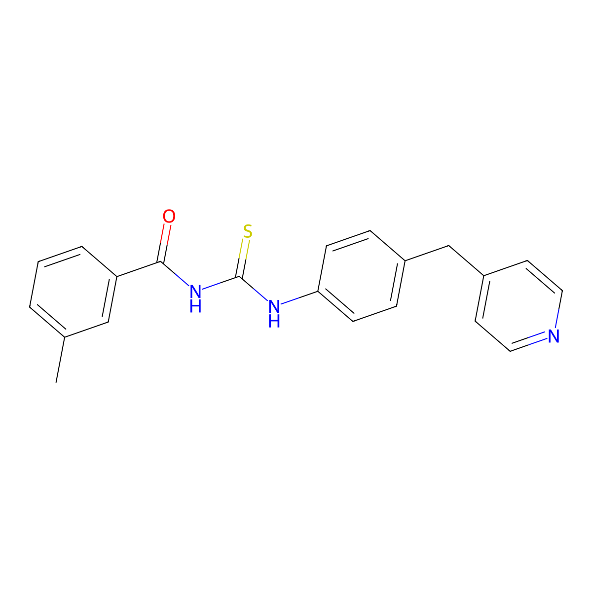 3-methyl-N-[[4-(pyridin-4-ylmethyl)phenyl]carbamothioyl]benzamide molecular structure, CAS 432525-23-0