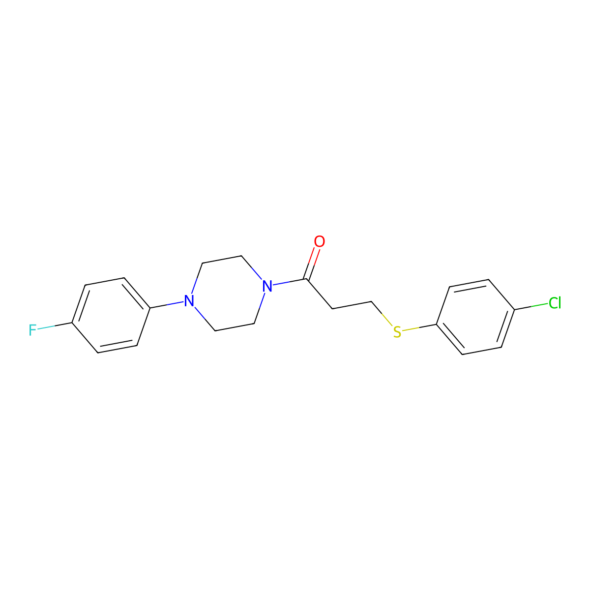 3-[(4-Chlorophenyl)sulfanyl]-1-[4-(4-fluorophenyl)piperazin-1-yl]propan-1-one molecular structure, CAS 432525-40-1