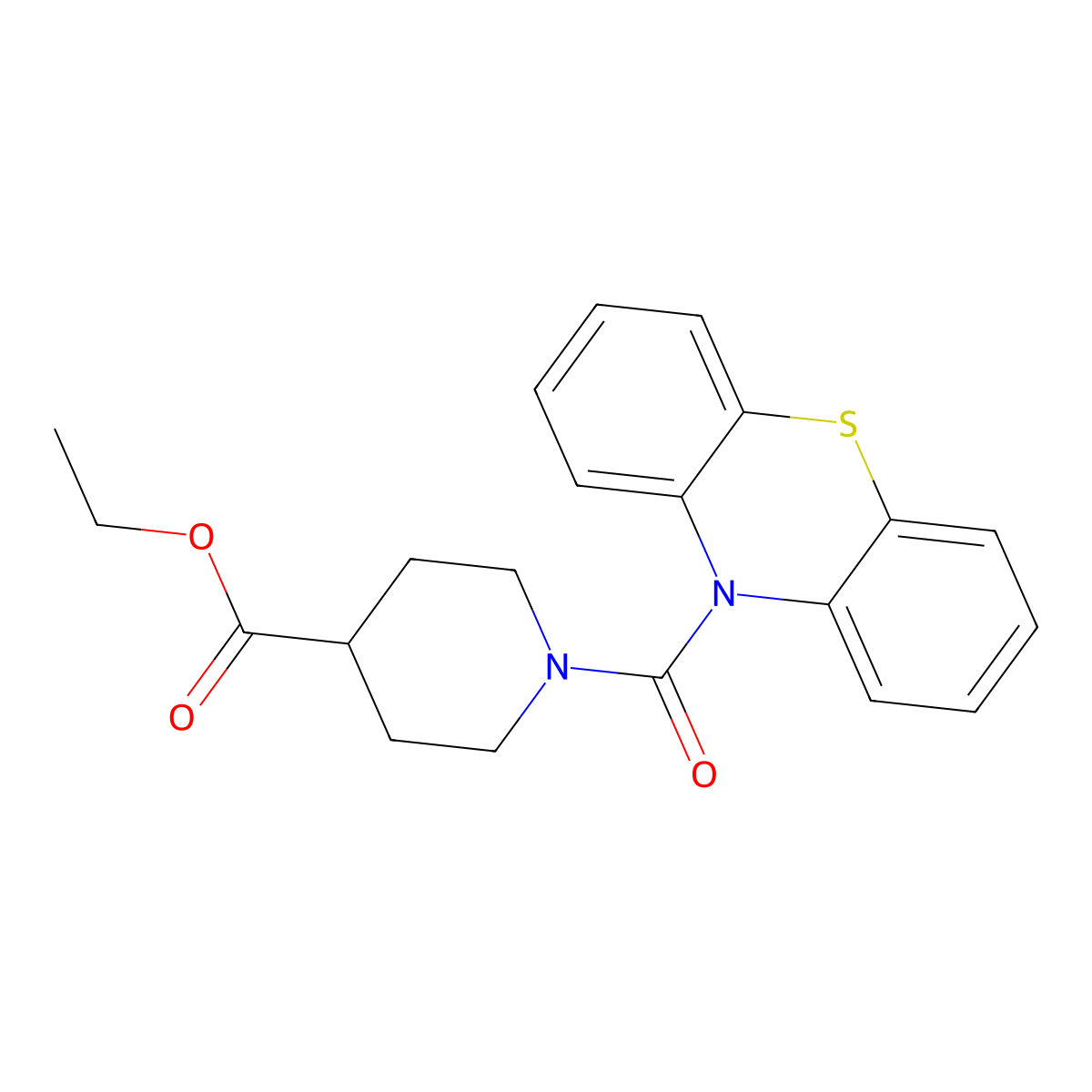 Ethyl 1-(10H-phenothiazine-10-carbonyl)piperidine-4-carboxylate molecular structure, CAS 432525-49-0