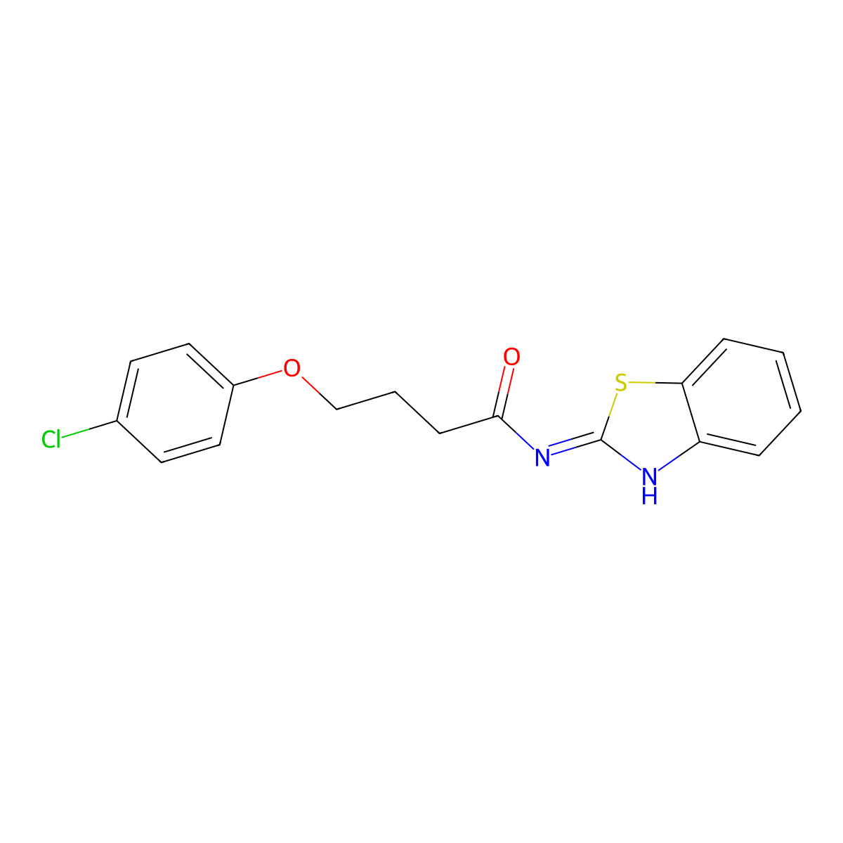 N-Benzothiazol-2-yl-4-(4-chloro-phenoxy)-butyramide molecular structure, CAS 432525-53-6