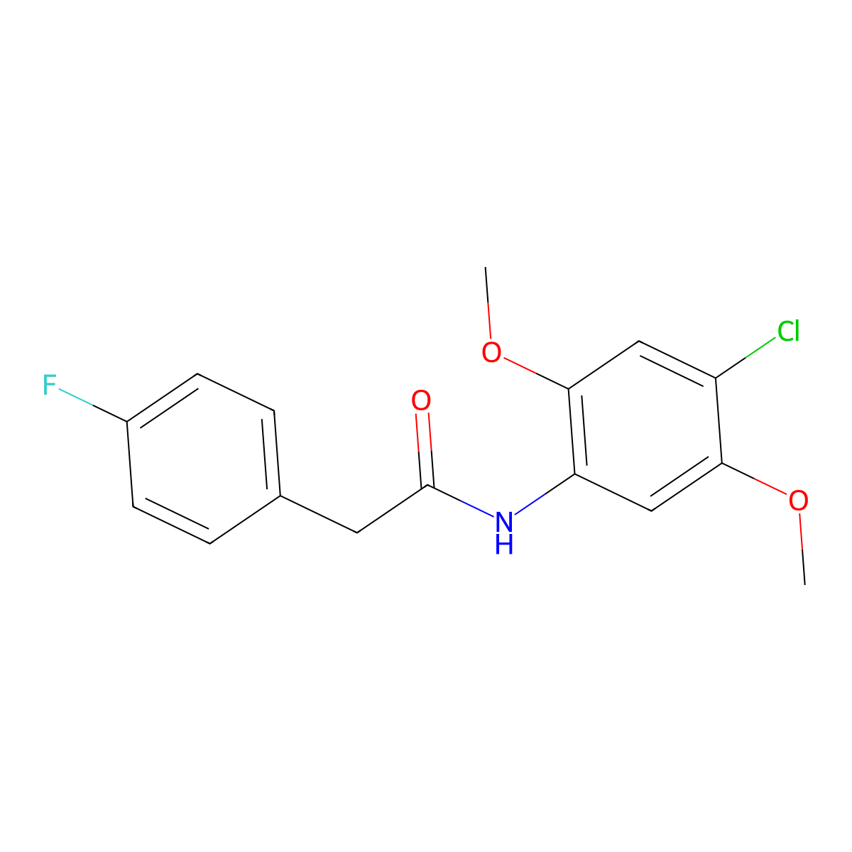 N-(4-chloro-2,5-dimethoxyphenyl)-2-(4-fluorophenyl)acetamide molecular structure, CAS 432525-58-1