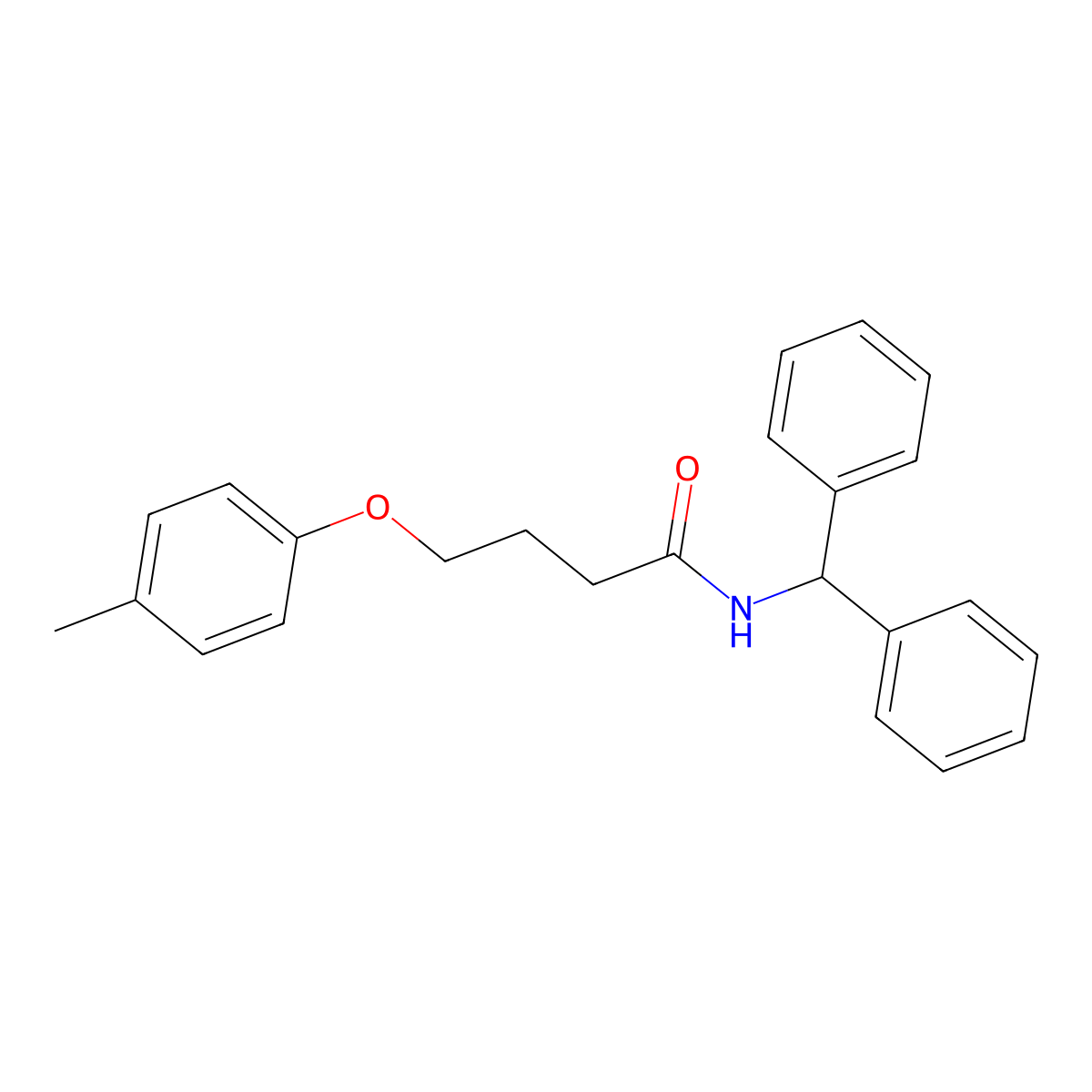 N-(diphenylmethyl)-4-(4-methylphenoxy)butanamide molecular structure, CAS 432525-59-2