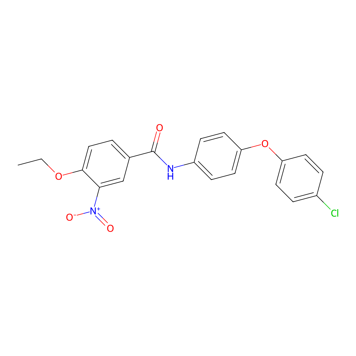 N-[4-(4-chlorophenoxy)phenyl]-4-ethoxy-3-nitrobenzamide molecular structure, CAS 432525-83-2