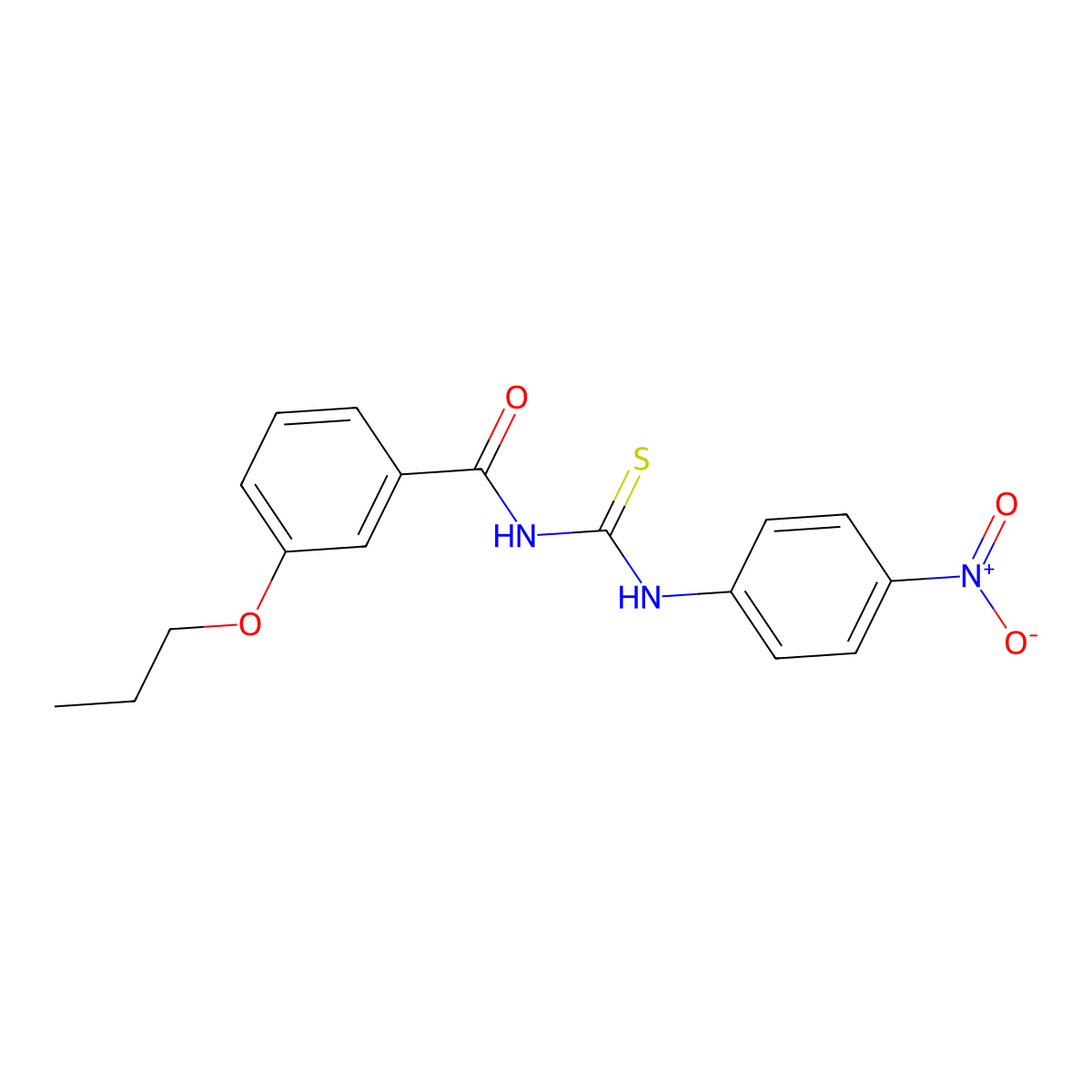 N-[(4-nitrophenyl)carbamothioyl]-3-propoxybenzamide molecular structure, CAS 432525-99-0