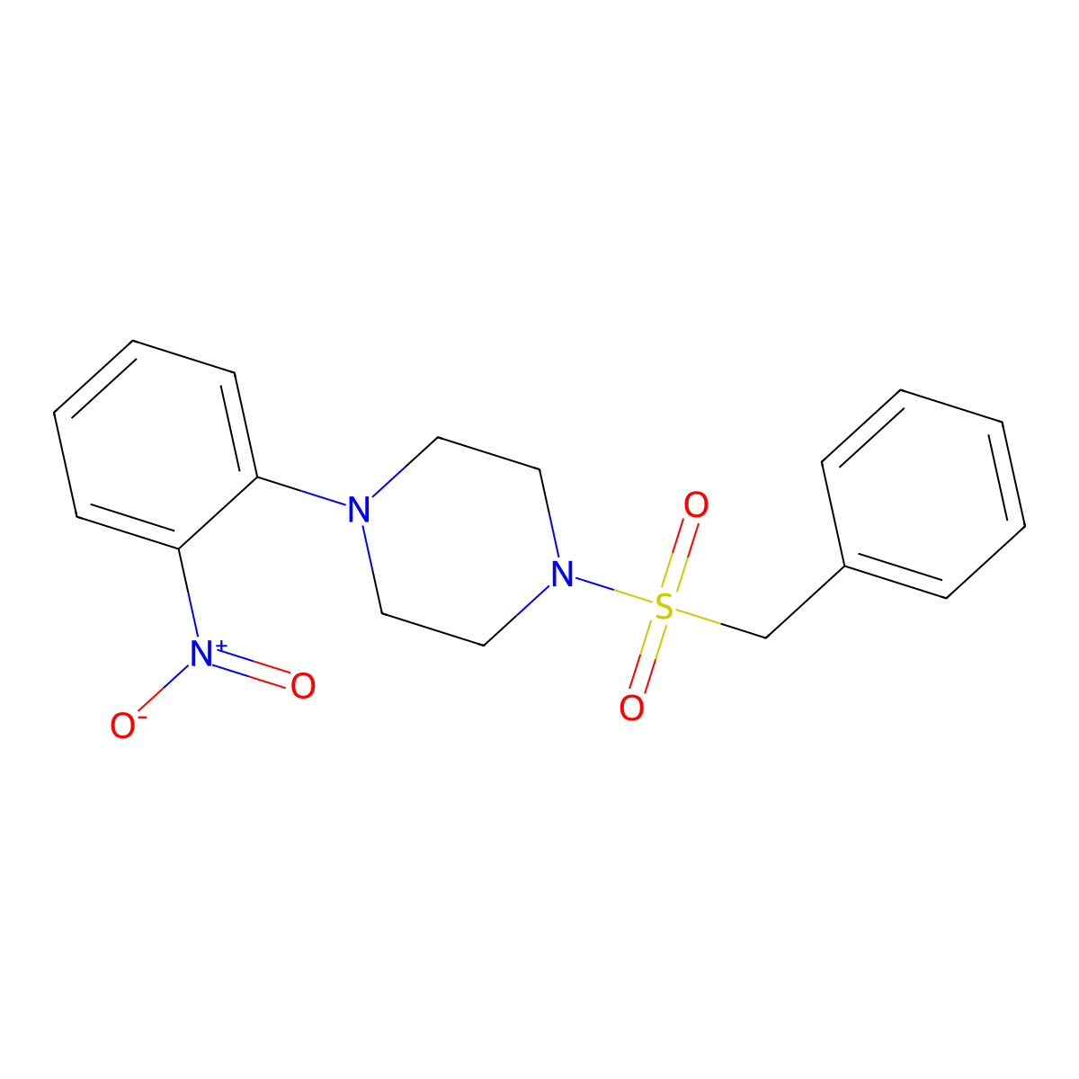1-(2-Nitro-phenyl)-4-phenylmethanesulfonyl-piperazine molecular structure, CAS 432526-13-1