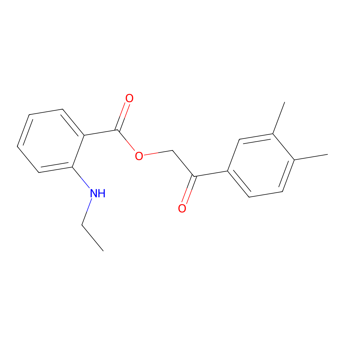 2-(3,4-Dimethylphenyl)-2-oxoethyl 2-(ethylamino)benzoate molecular structure, CAS 432526-14-2