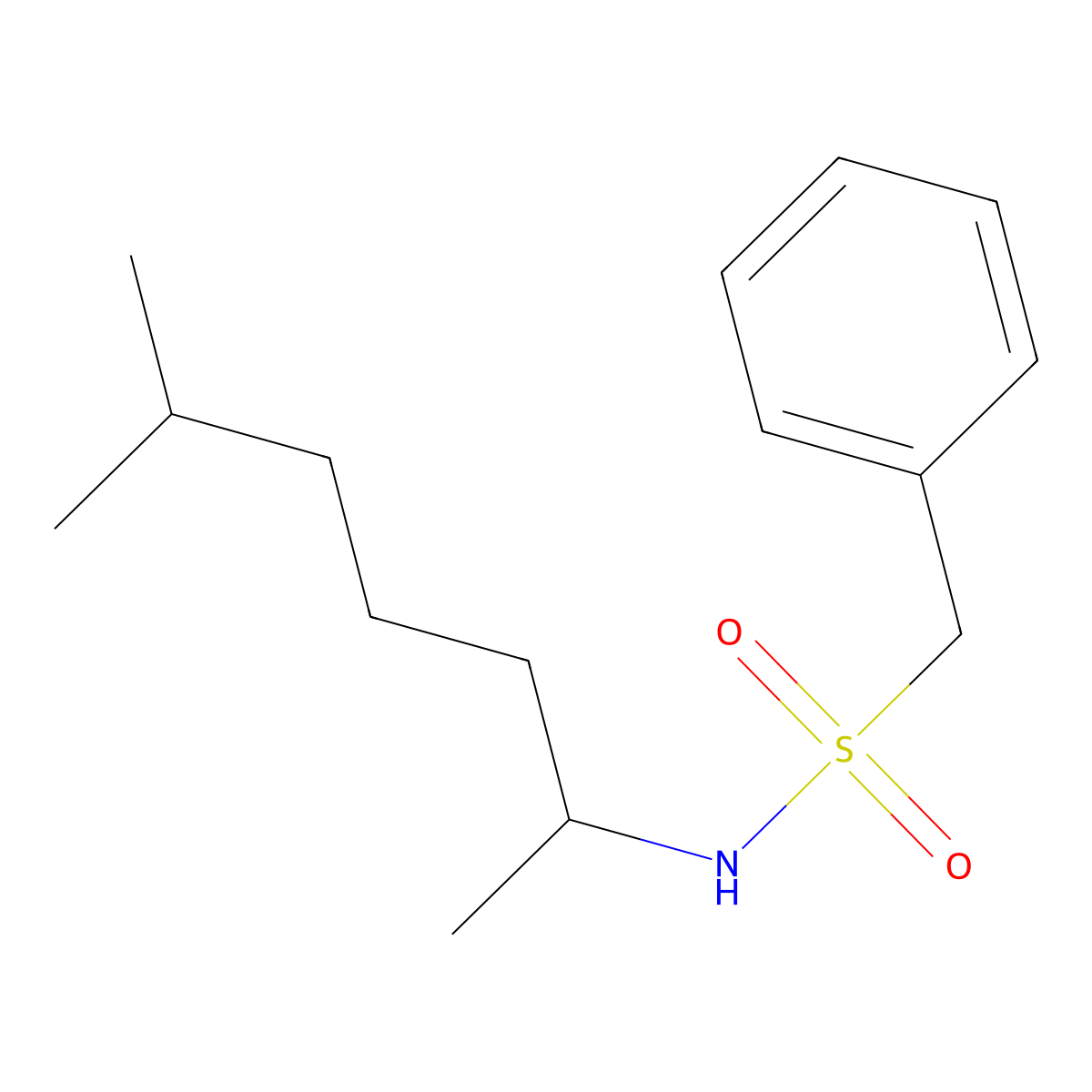 N-(6-methylheptan-2-yl)-1-phenylmethanesulfonamide molecular structure, CAS 432526-18-6
