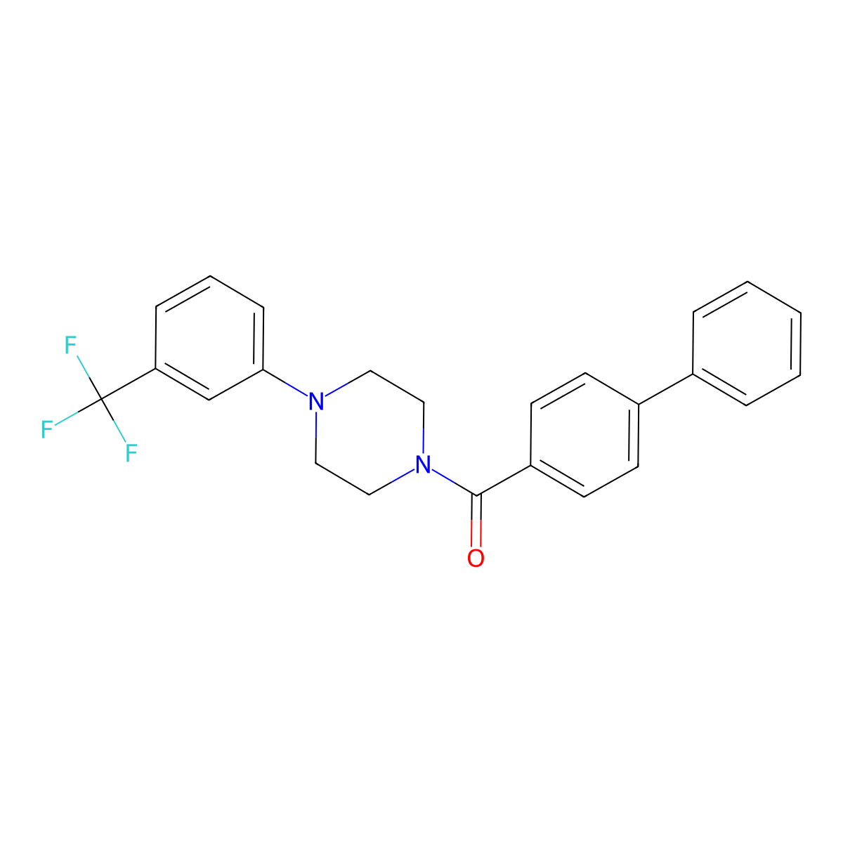 (4-Phenylphenyl)-[4-[3-(trifluoromethyl)phenyl]piperazin-1-yl]methanone molecular structure, CAS 432526-19-7
