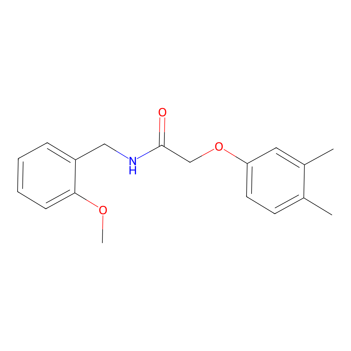 2-(3,4-dimethylphenoxy)-N-(2-methoxybenzyl)acetamide molecular structure, CAS 432526-26-6