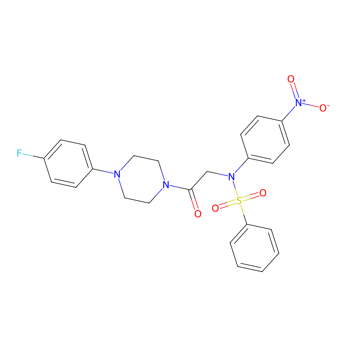 N-[2-[4-(4-fluorophenyl)piperazin-1-yl]-2-oxoethyl]-N-(4-nitrophenyl)benzenesulfonamide molecular structure, CAS 432526-43-7