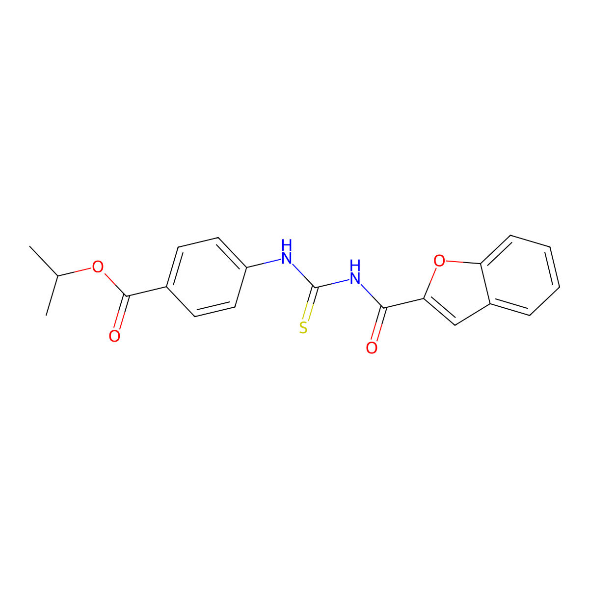 Propan-2-yl 4-{[(1-benzofuran-2-ylcarbonyl)carbamothioyl]amino}benzoate molecular structure, CAS 432526-60-8