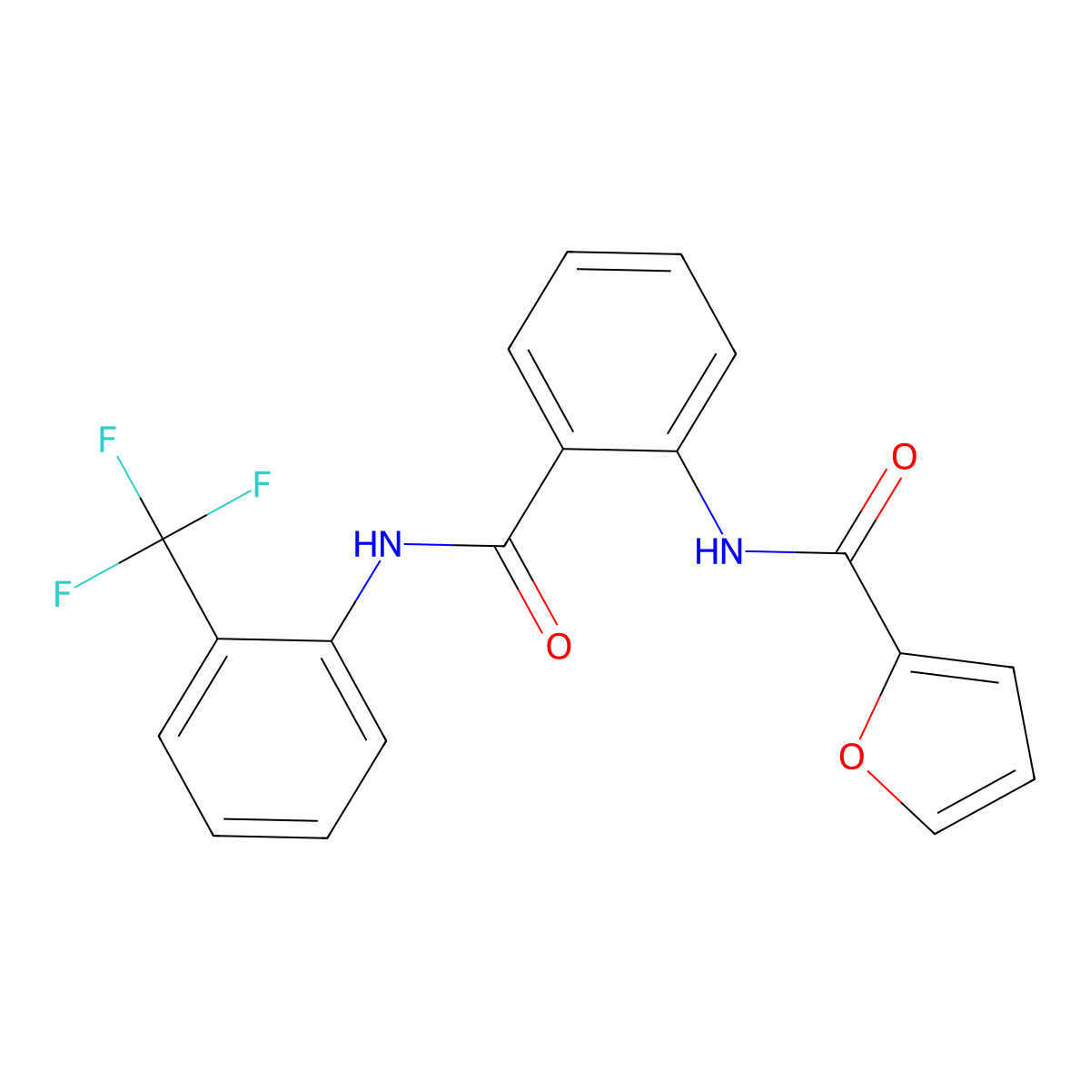 N-[2-[[2-(trifluoromethyl)phenyl]carbamoyl]phenyl]furan-2-carboxamide molecular structure, CAS 432526-80-2
