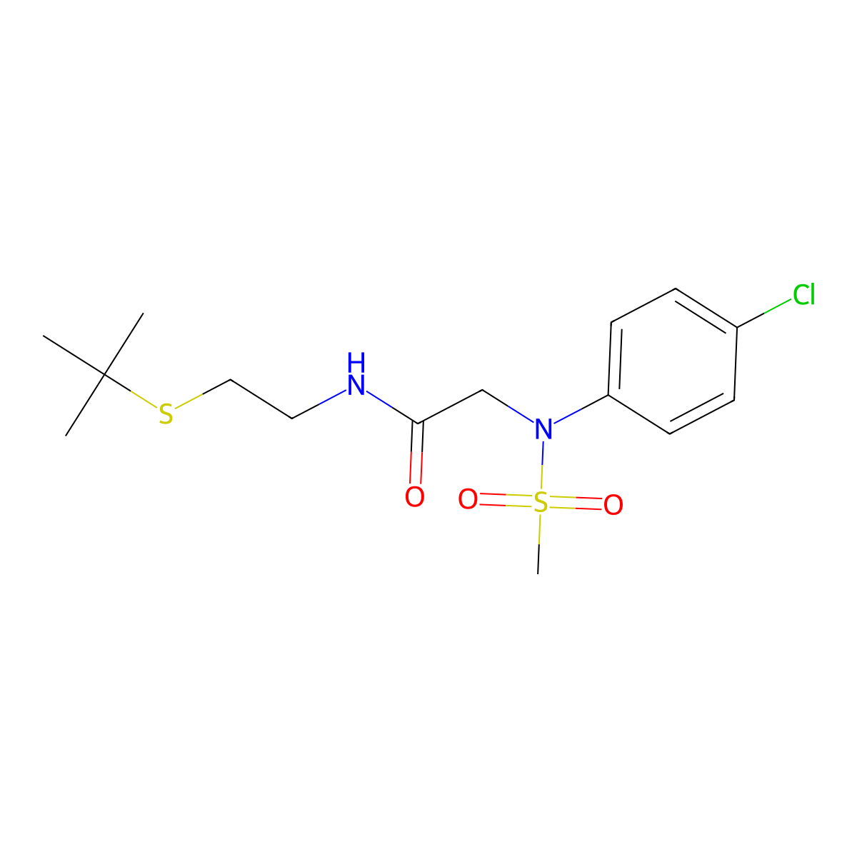 N-(2-tert-butylsulfanylethyl)-2-(4-chloro-N-methylsulfonylanilino)acetamide molecular structure, CAS 432526-84-6