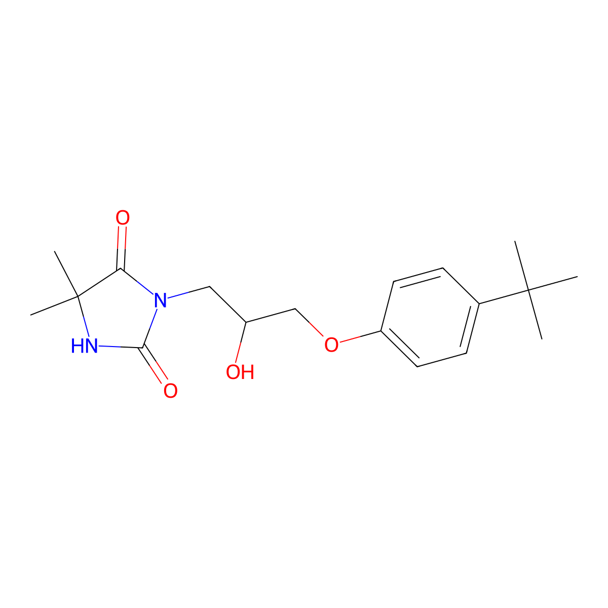 3-[3-(4-Tert-butylphenoxy)-2-hydroxypropyl]-5,5-dimethylimidazolidine-2,4-dione molecular structure, CAS 432526-88-0