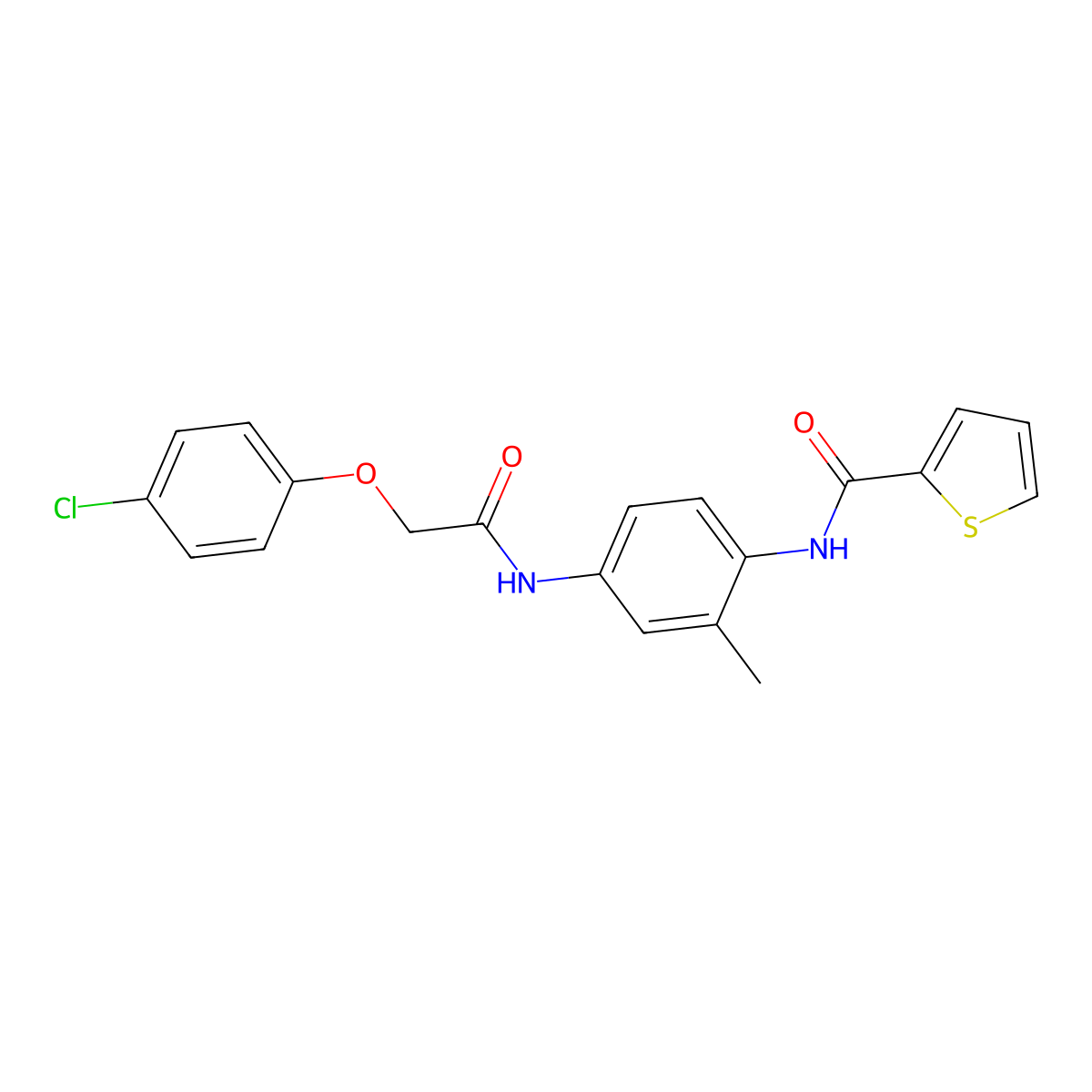 N-(4-{[(4-chlorophenoxy)acetyl]amino}-2-methylphenyl)thiophene-2-carboxamide molecular structure, CAS 432526-95-9