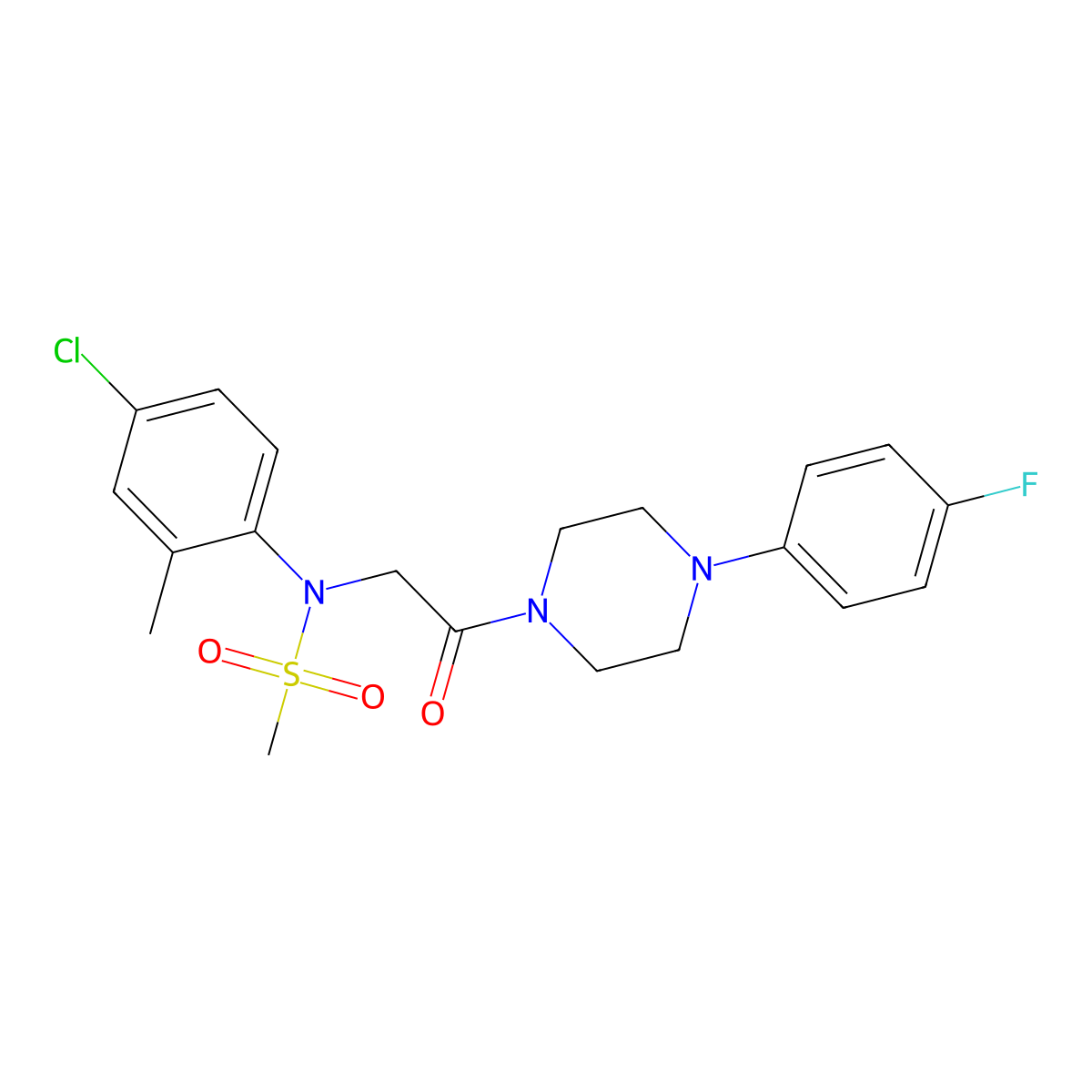 N-(4-chloro-2-methylphenyl)-N-[2-[4-(4-fluorophenyl)piperazin-1-yl]-2-oxoethyl]methanesulfonamide molecular structure, CAS 432527-37-2