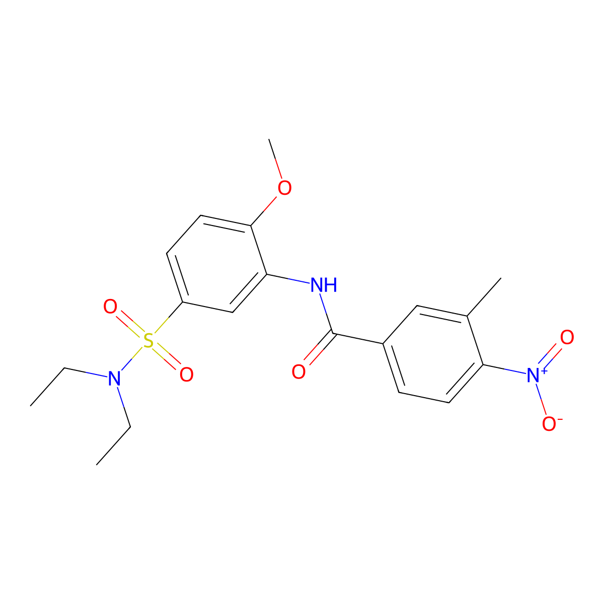 N-[5-(diethylsulfamoyl)-2-methoxyphenyl]-3-methyl-4-nitrobenzamide molecular structure, CAS 432527-49-6