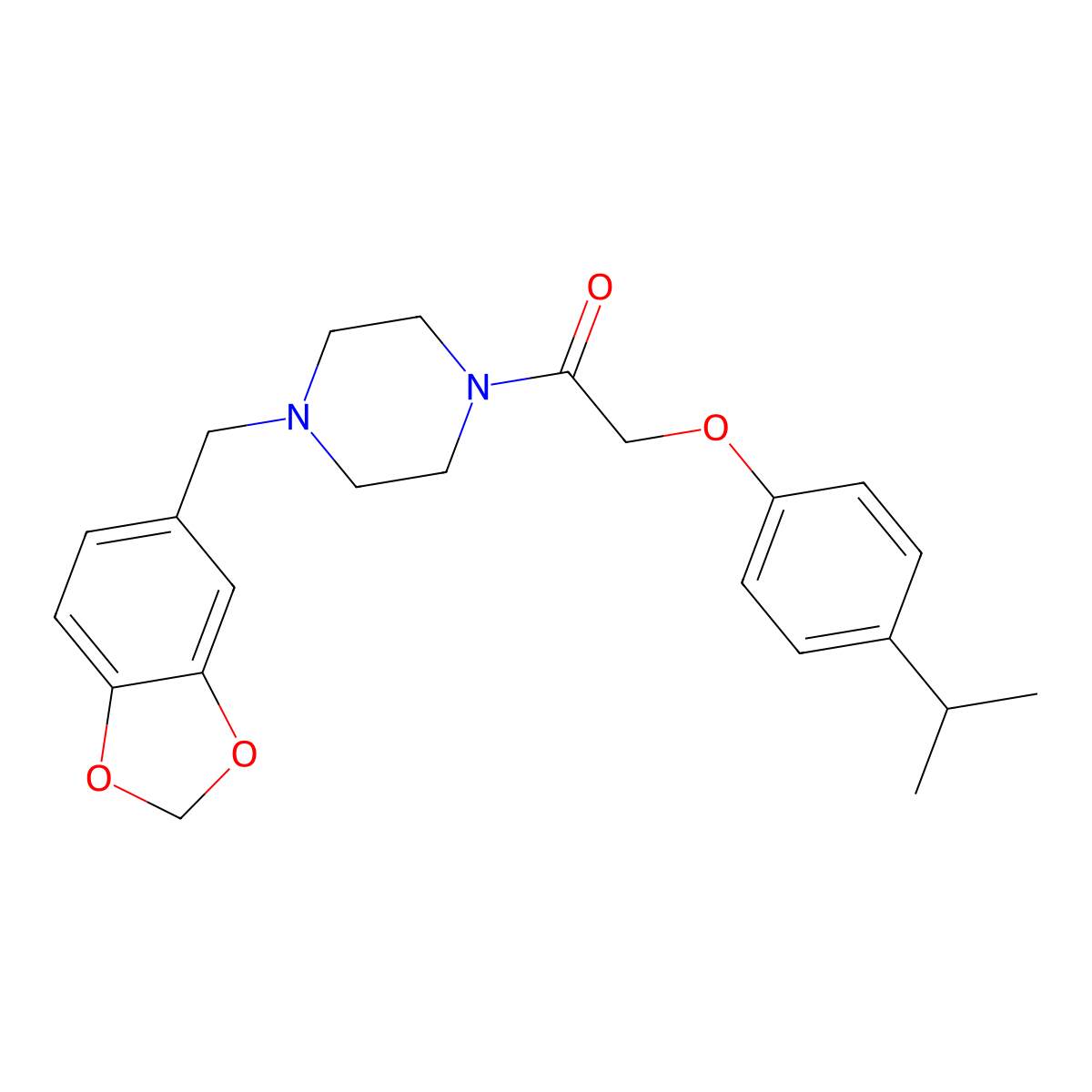 1-[4-(1,3-Benzodioxol-5-ylmethyl)piperazin-1-yl]-2-(4-propan-2-ylphenoxy)ethanone molecular structure, CAS 432527-56-5