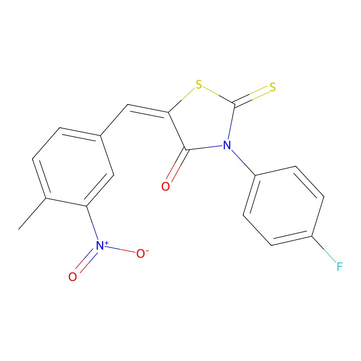 3-(4-Fluorophenyl)-5-[(4-methyl-3-nitrophenyl)methylidene]-2-sulfanylidene-1,3-thiazolidin-4-one molecular structure, CAS 432527-63-4