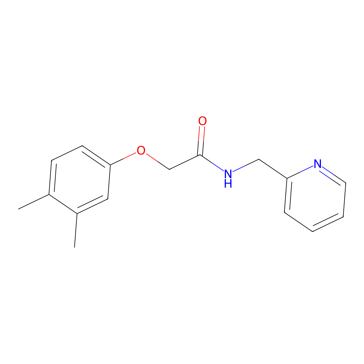 2-(3,4-dimethylphenoxy)-N-(pyridin-2-ylmethyl)acetamide molecular structure, CAS 432527-67-8