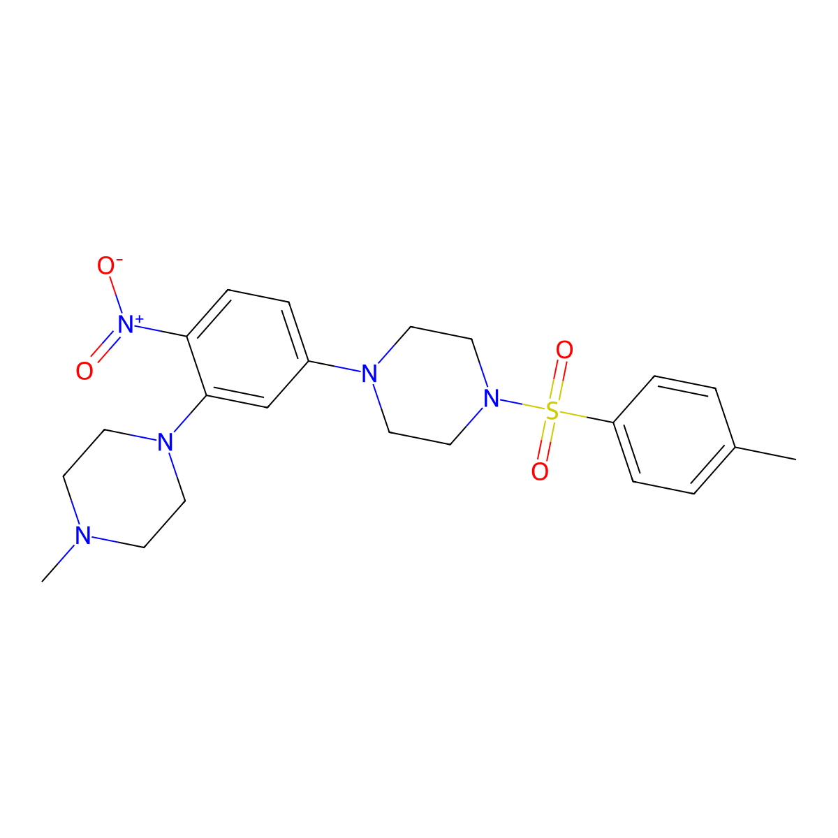 1-Methyl-4-[5-[4-(4-methylphenyl)sulfonylpiperazin-1-yl]-2-nitrophenyl]piperazine molecular structure, CAS 432527-90-7