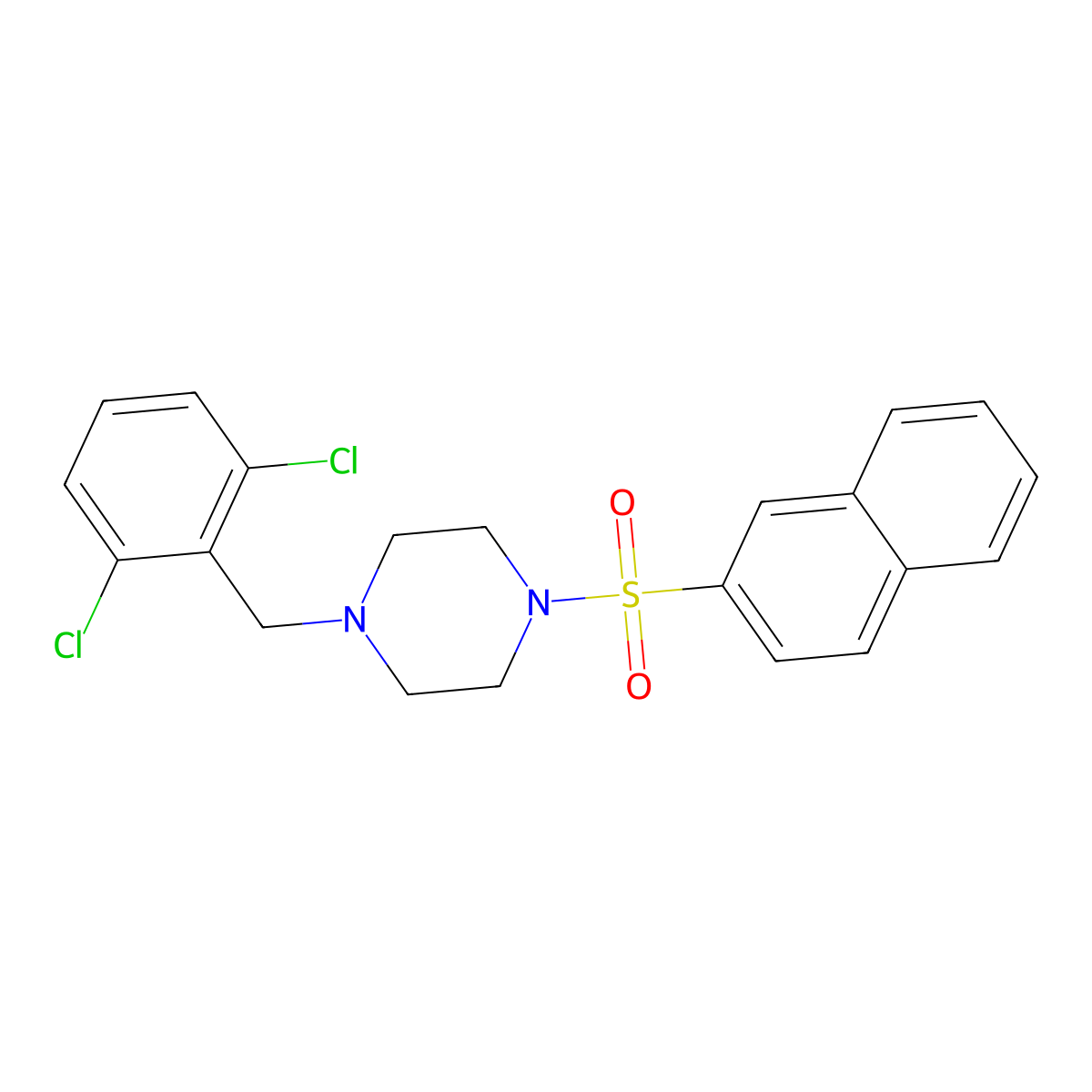 1-[(2,6-Dichlorophenyl)methyl]-4-naphthalen-2-ylsulfonylpiperazine molecular structure, CAS 432527-99-6