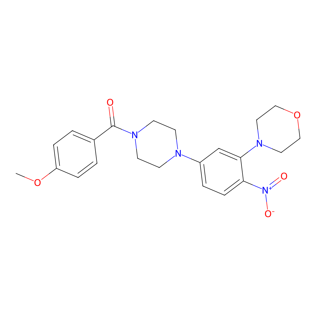 (4-Methoxyphenyl)-[4-(3-morpholin-4-yl-4-nitrophenyl)piperazin-1-yl]methanone molecular structure, CAS 432528-26-2