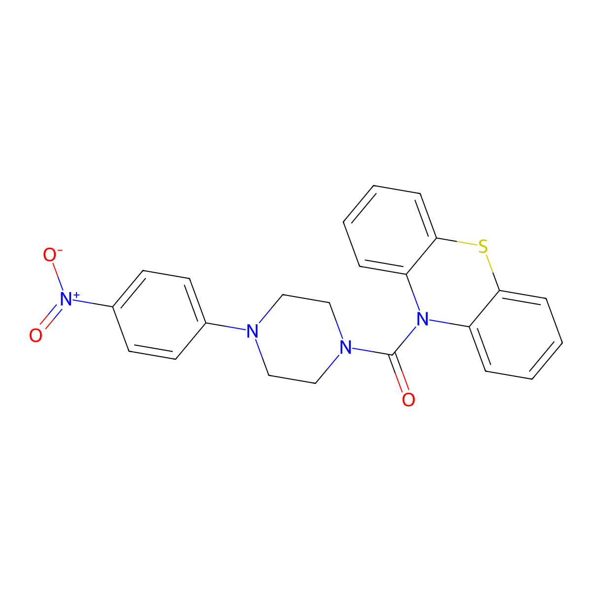 [4-(4-Nitrophenyl)piperazin-1-yl]-phenothiazin-10-ylmethanone molecular structure, CAS 432528-56-8