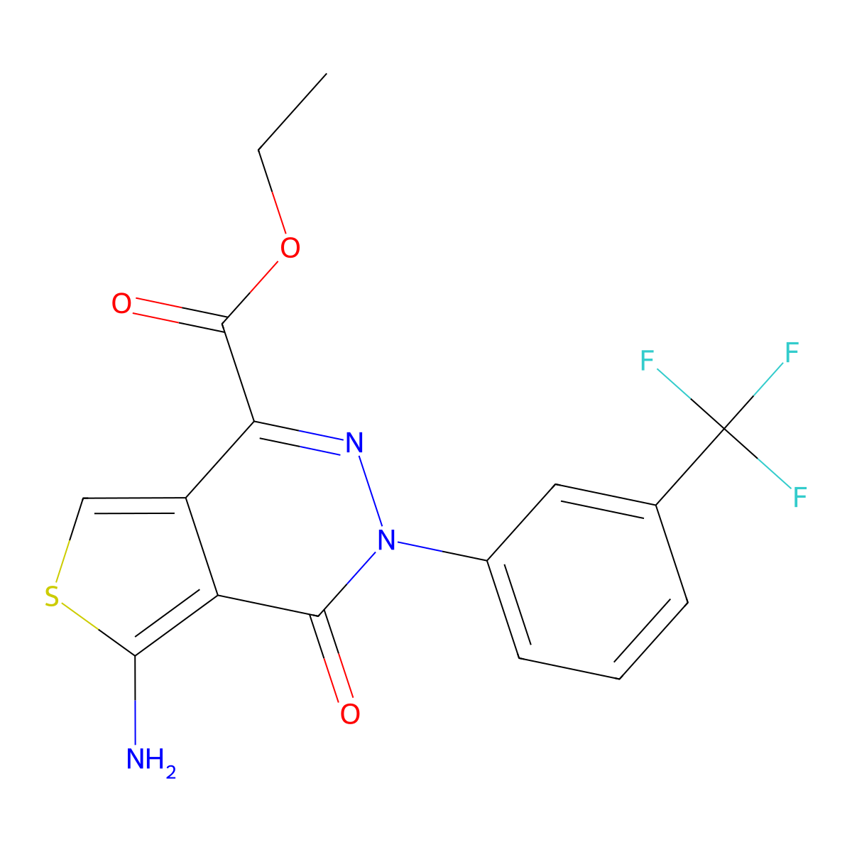 Ethyl 5-Amino-4-oxo-3-(3-(trifluoromethyl)phenyl)-3,4-dihydrothieno[3,4-d]pyridazine-1-carboxylate molecular structure, CAS 432528-81-9