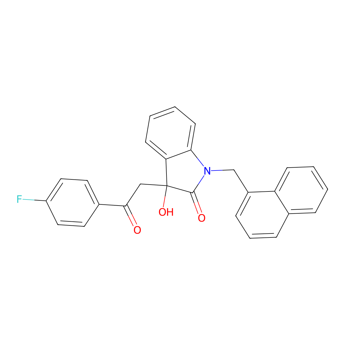 3-[2-(4-Fluorophenyl)-2-oxoethyl]-3-hydroxy-1-(naphthalen-1-ylmethyl)indol-2-one molecular structure, CAS 432528-83-1