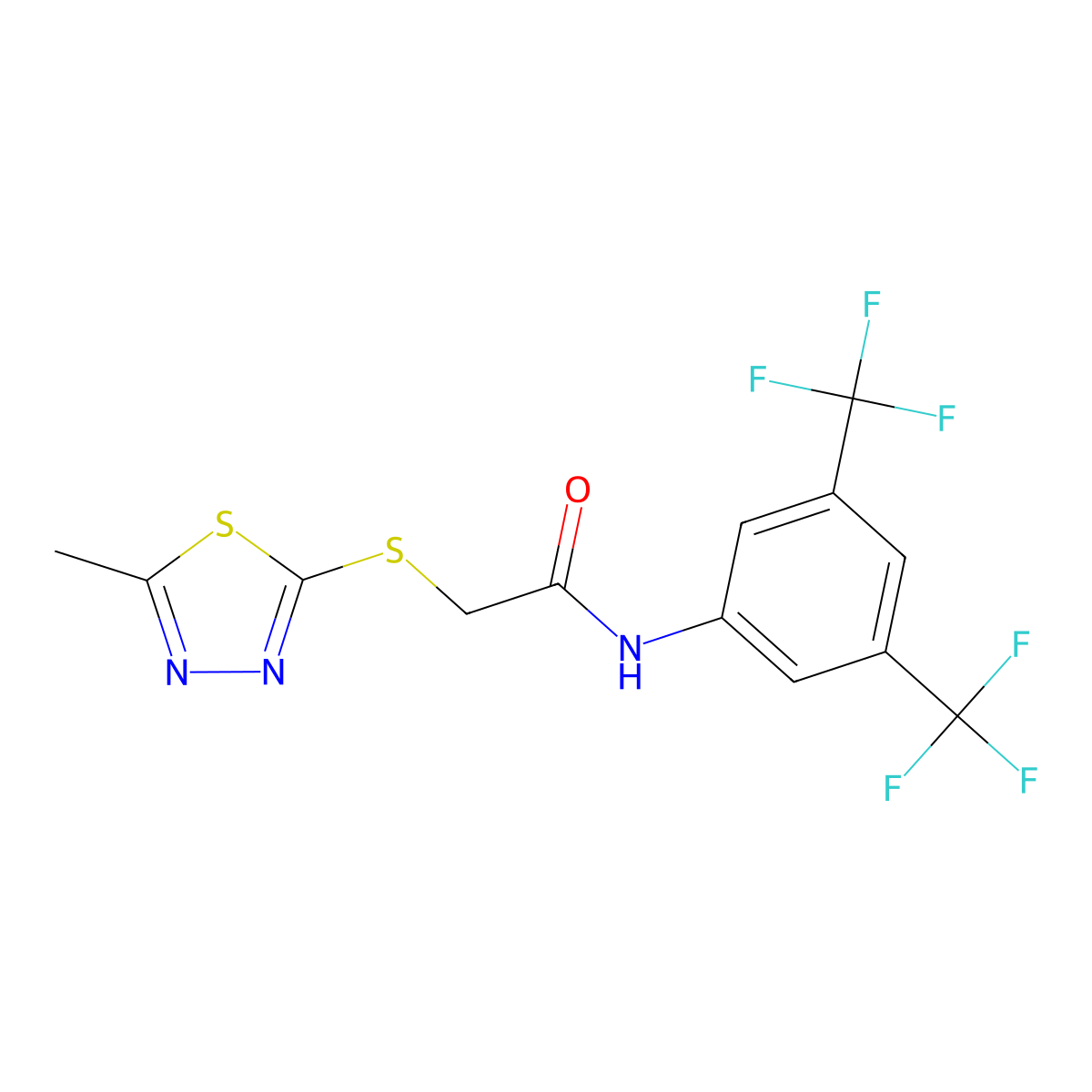 N-[3,5-bis(trifluoromethyl)phenyl]-2-[(5-methyl-1,3,4-thiadiazol-2-yl)sulfanyl]acetamide molecular structure, CAS 432528-84-2