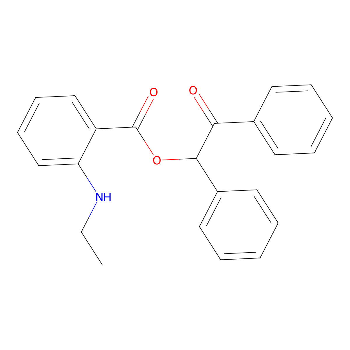 2-Oxo-1,2-diphenylethyl 2-(ethylamino)benzoate molecular structure, CAS 432528-90-0