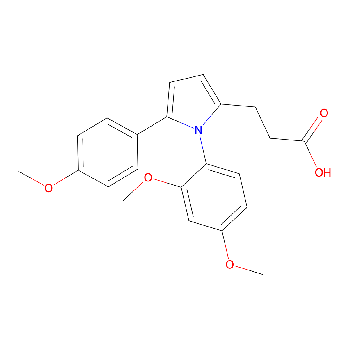 3-[1-(2,4-dimethoxyphenyl)-5-(4-methoxyphenyl)-1H-pyrrol-2-yl]propanoic acid molecular structure, CAS 432528-91-1