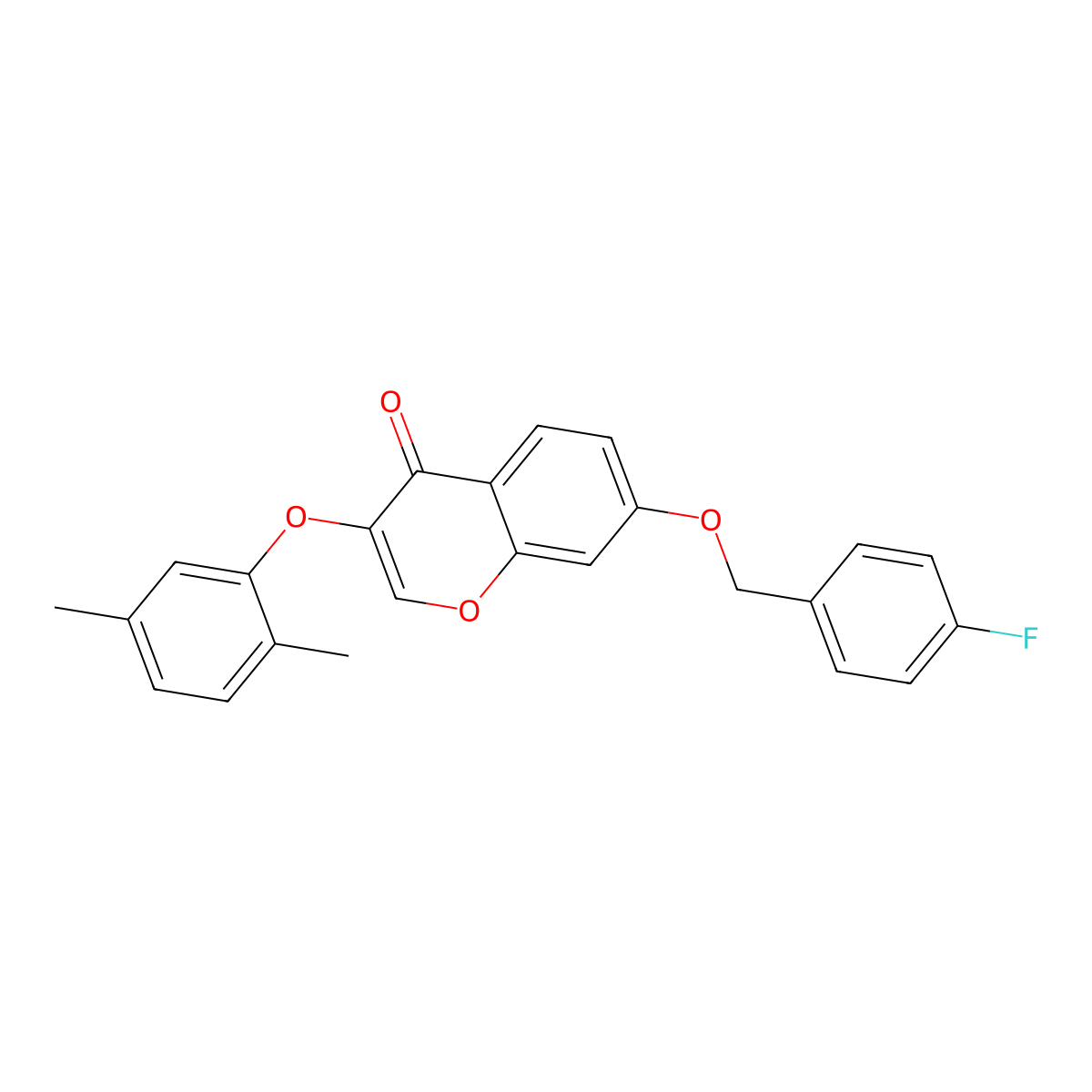 3-(2,5-Dimethylphenoxy)-7-[(4-fluorophenyl)methoxy]chromen-4-one molecular structure, CAS 432529-01-6