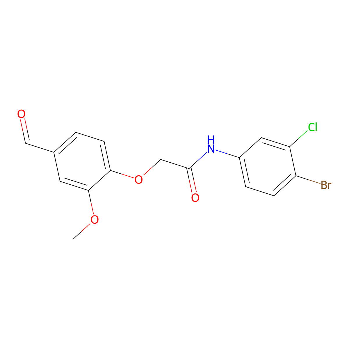 N-(4-bromo-3-chlorophenyl)-2-(4-formyl-2-methoxyphenoxy)acetamide molecular structure, CAS 432529-26-5