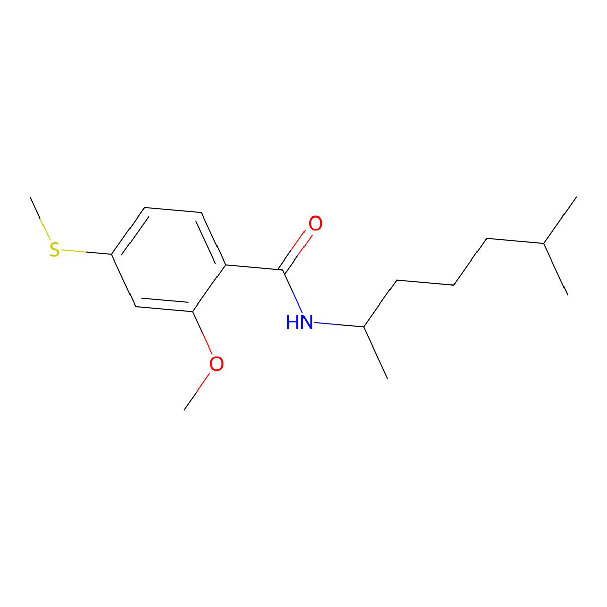 2-methoxy-N-(6-methylheptan-2-yl)-4-(methylsulfanyl)benzamide molecular structure, CAS 432529-27-6