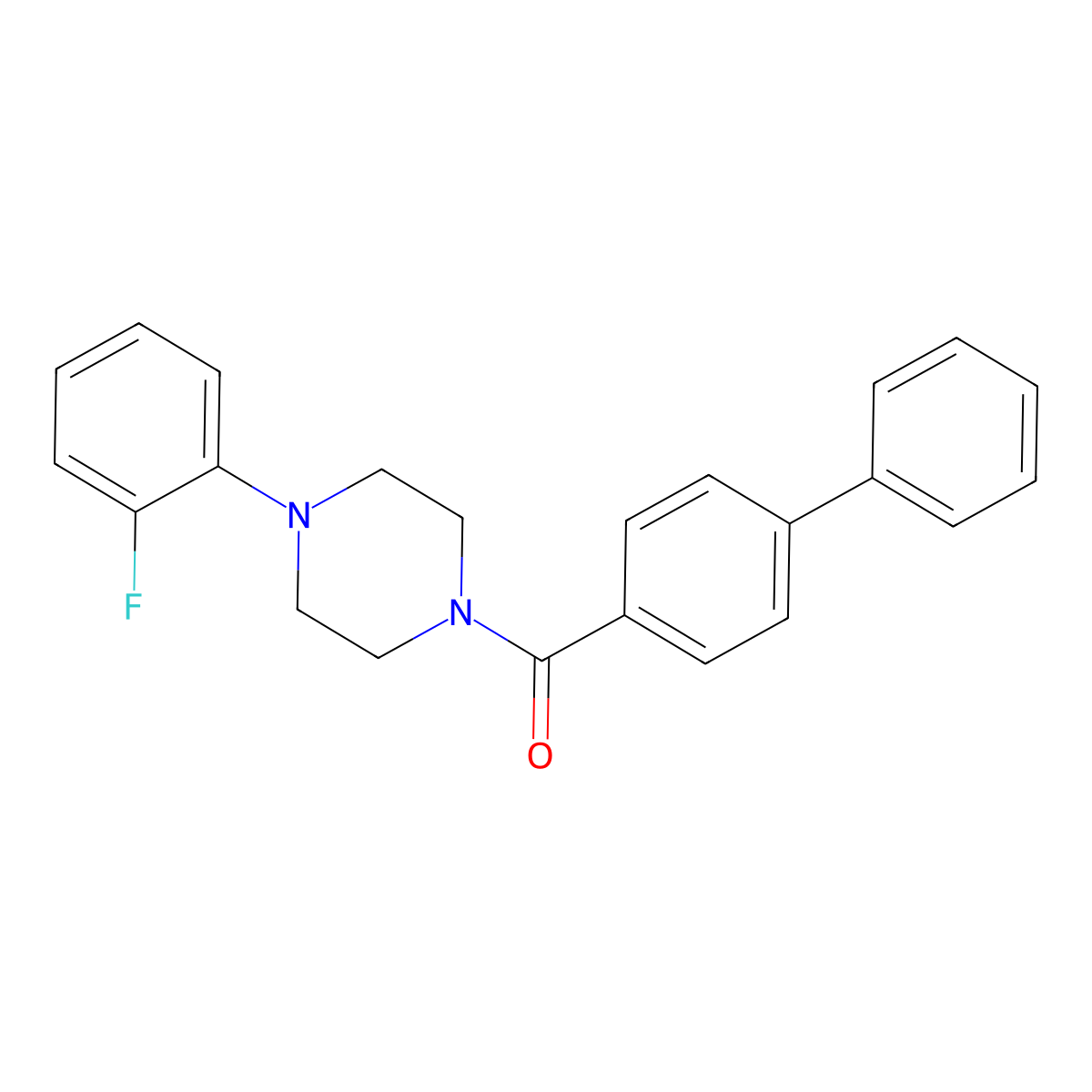 [4-(2-Fluorophenyl)piperazin-1-yl]-(4-phenylphenyl)methanone molecular structure, CAS 432529-33-4