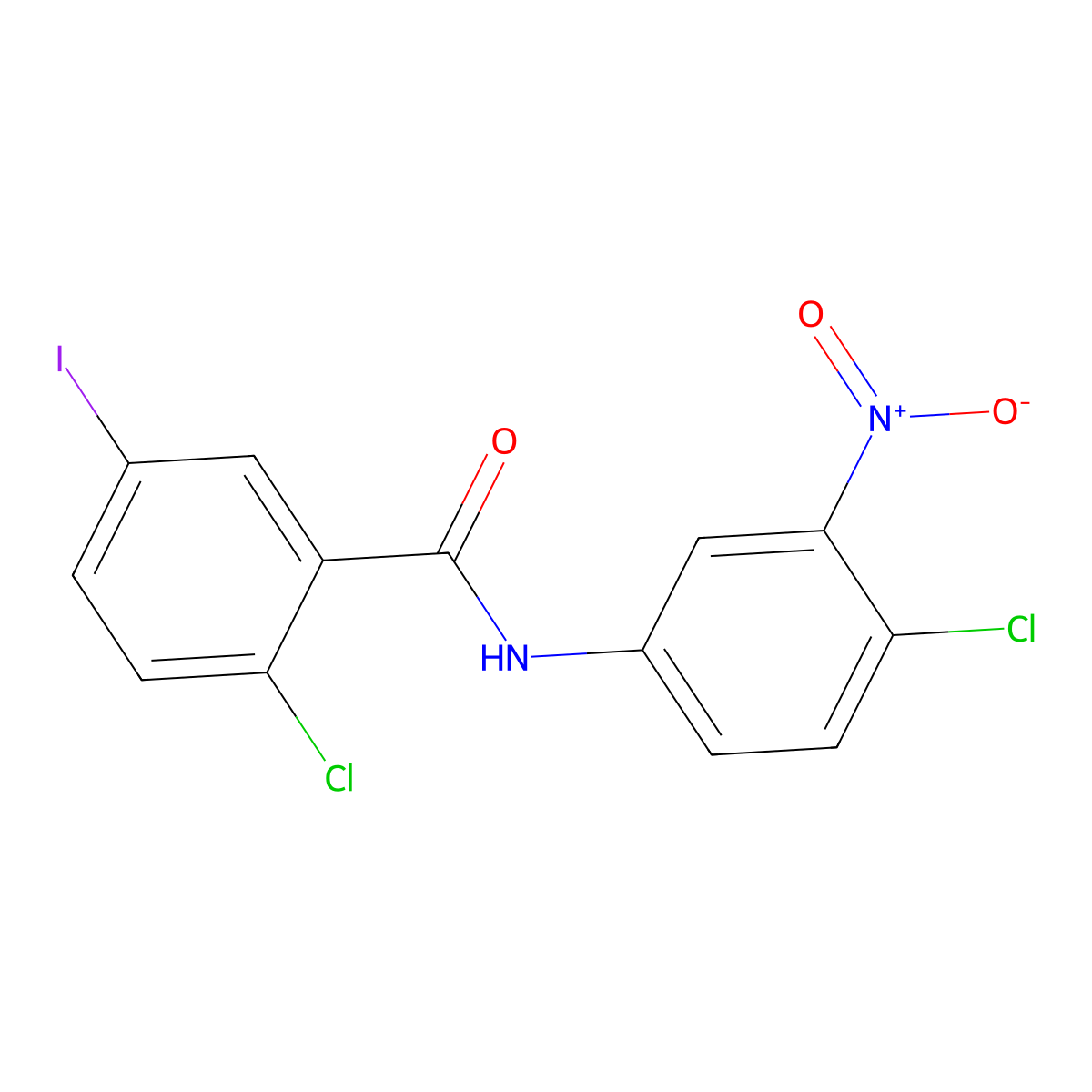 2-chloro-N-(4-chloro-3-nitrophenyl)-5-iodobenzamide molecular structure, CAS 432529-40-3
