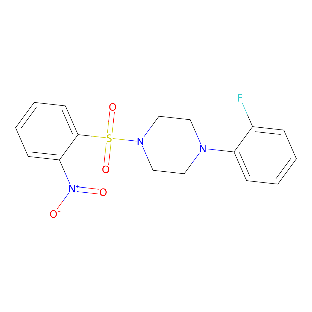1-(2-Fluorophenyl)-4-(2-nitrophenyl)sulfonylpiperazine molecular structure, CAS 432529-53-8