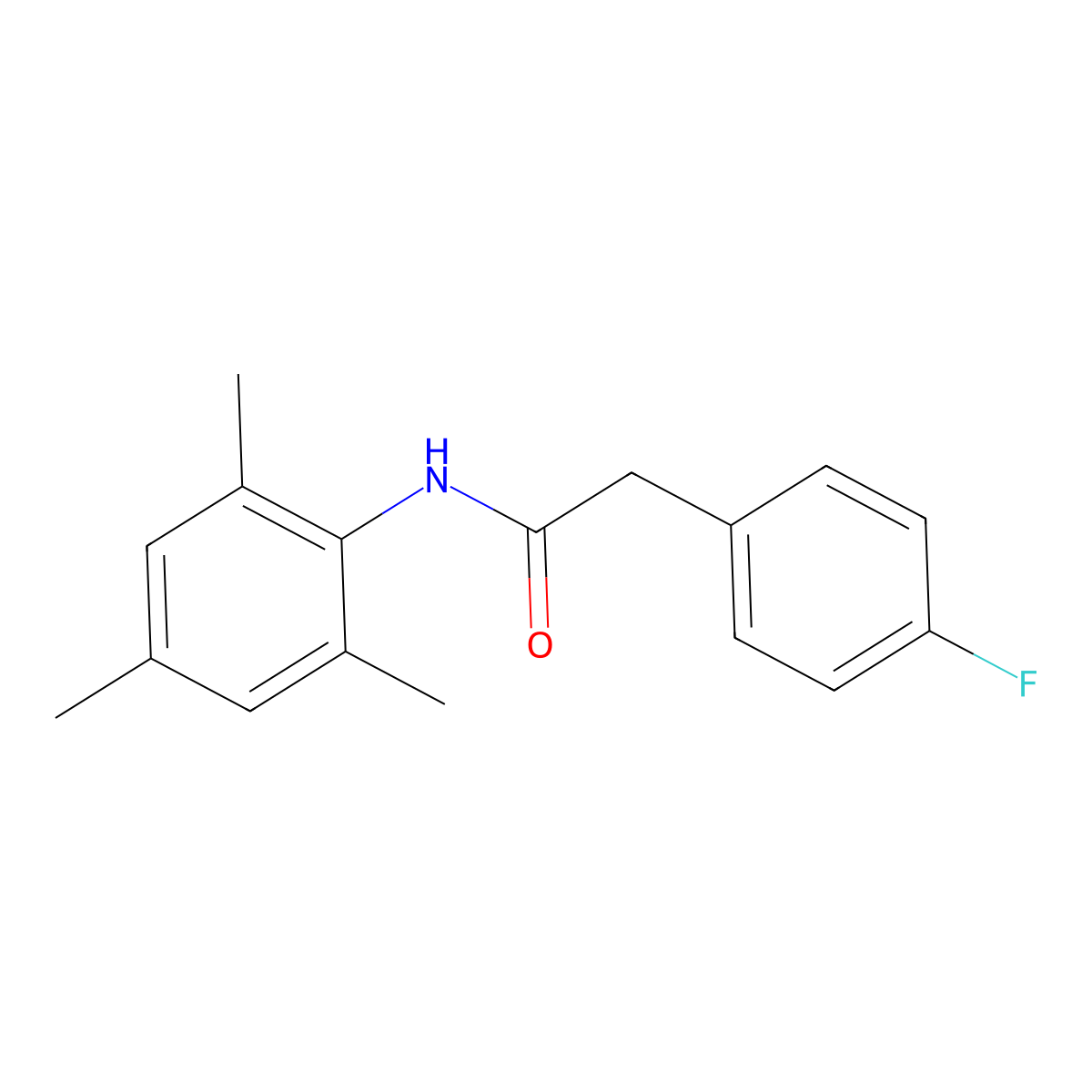 2-(4-fluorophenyl)-N-(2,4,6-trimethylphenyl)acetamide molecular structure, CAS 432529-56-1