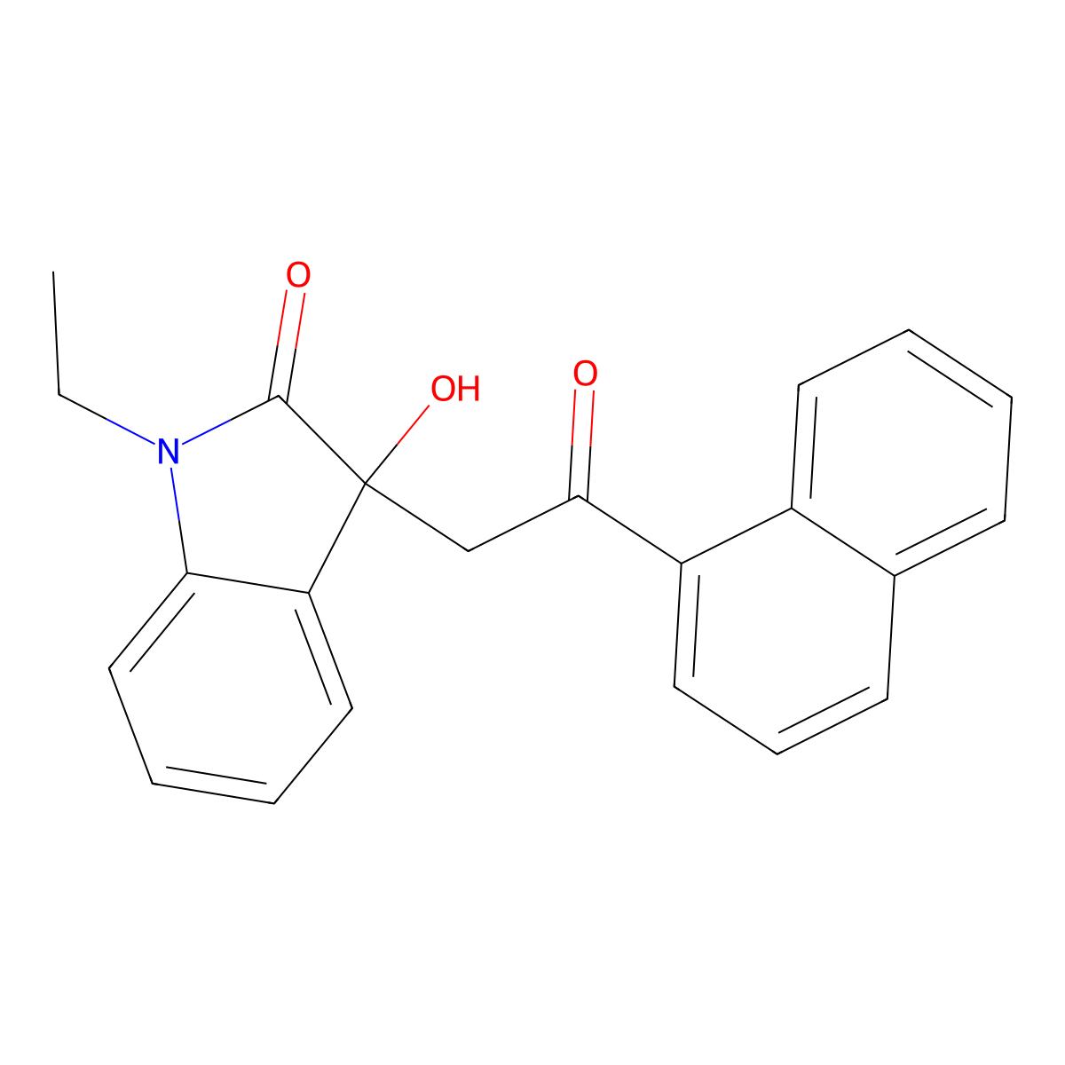 1-Ethyl-3-hydroxy-3-(2-naphthalen-1-yl-2-oxoethyl)indol-2-one molecular structure, CAS 432529-63-0