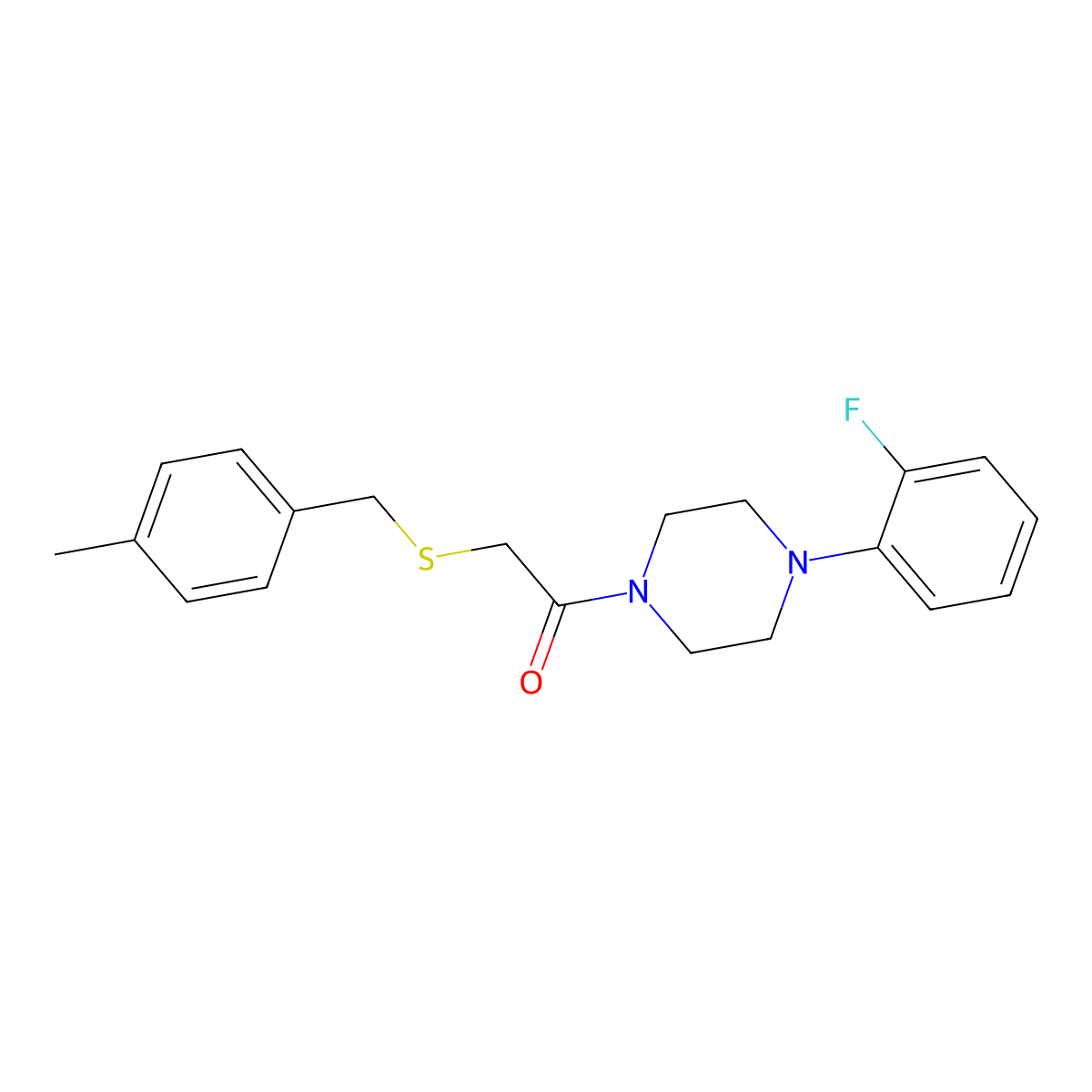 1-[4-(2-Fluorophenyl)piperazin-1-yl]-2-[(4-methylphenyl)methylsulfanyl]ethanone molecular structure, CAS 432529-75-4