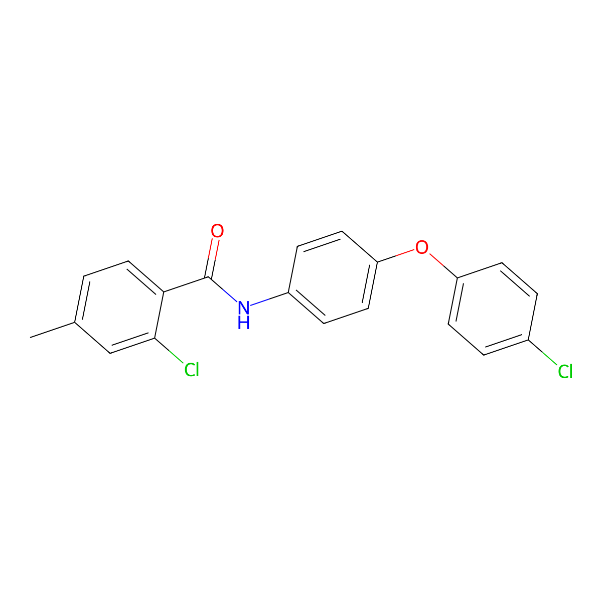 2-chloro-N-[4-(4-chlorophenoxy)phenyl]-4-methylbenzamide molecular structure, CAS 432529-80-1