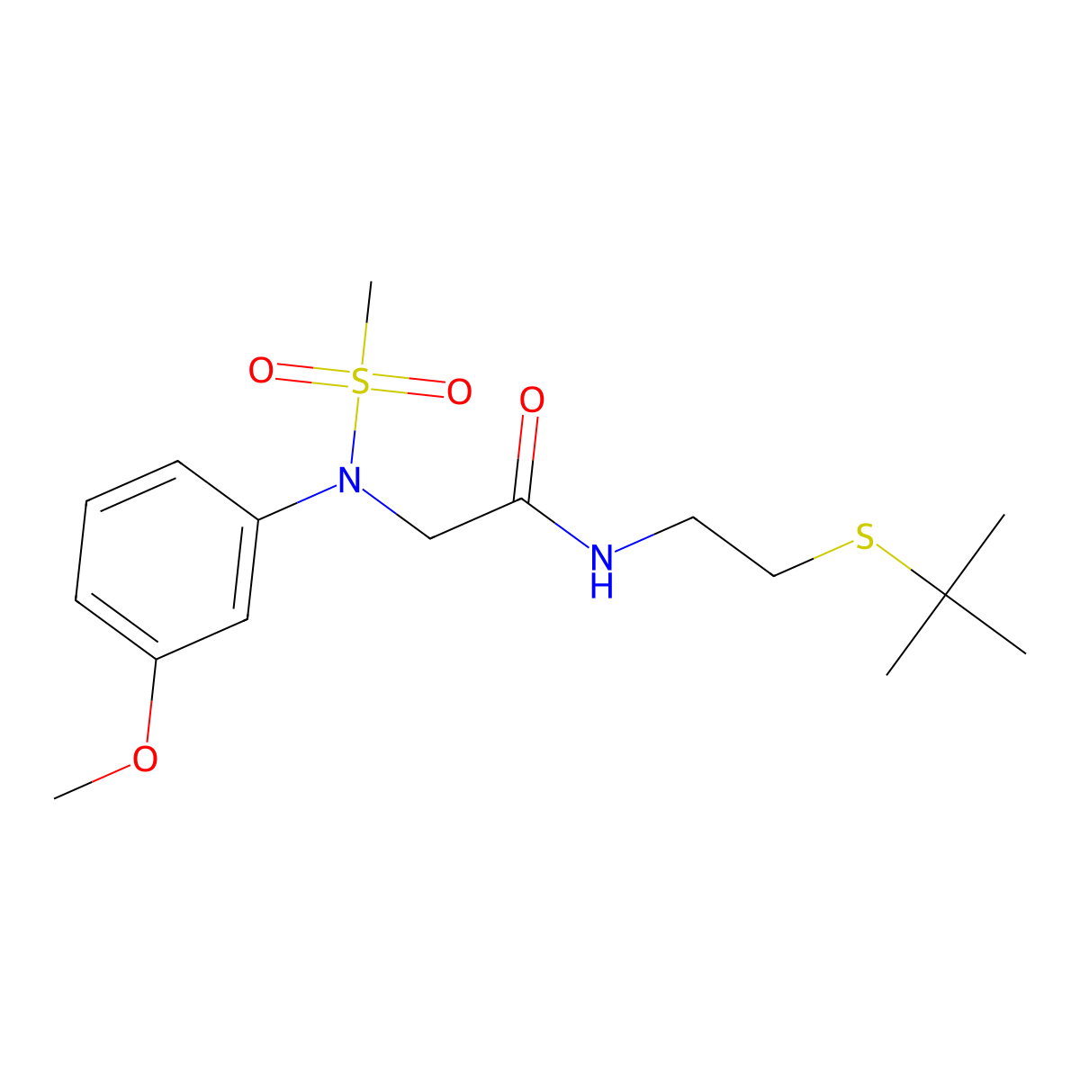 N-(2-tert-butylsulfanylethyl)-2-(3-methoxy-N-methylsulfonylanilino)acetamide molecular structure, CAS 432529-84-5