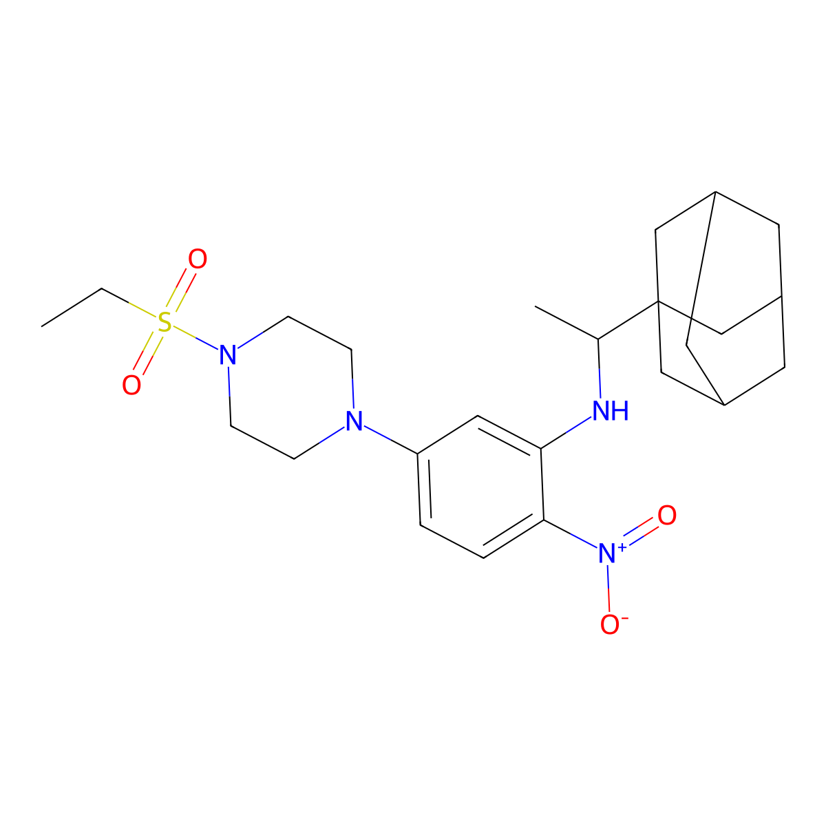 N-[1-(1-adamantyl)ethyl]-5-(4-ethylsulfonylpiperazin-1-yl)-2-nitroaniline molecular structure, CAS 432529-99-2