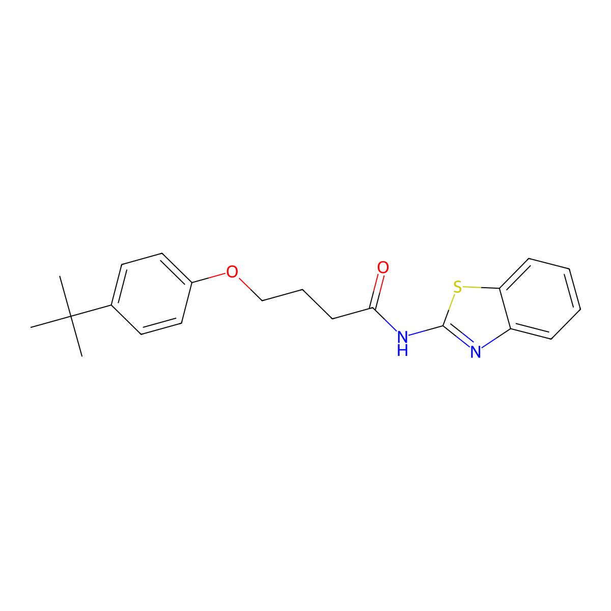 N-(1,3-benzothiazol-2-yl)-4-(4-tert-butylphenoxy)butanamide molecular structure, CAS 432530-01-3